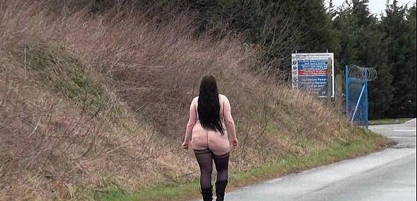  Fat amateur flasher Emmas public exhibitionism and voyeur bbw babe outdoors nude